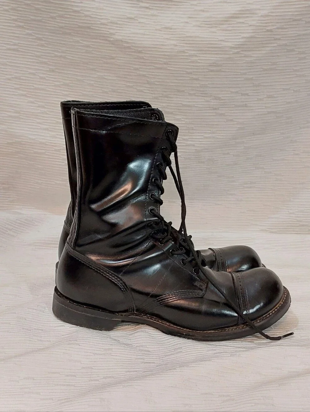 Men's Black Lace-Up Leather Combat Boots